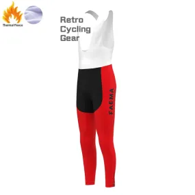 Red FAEMA Fleece Retro Cycling Bib Pants