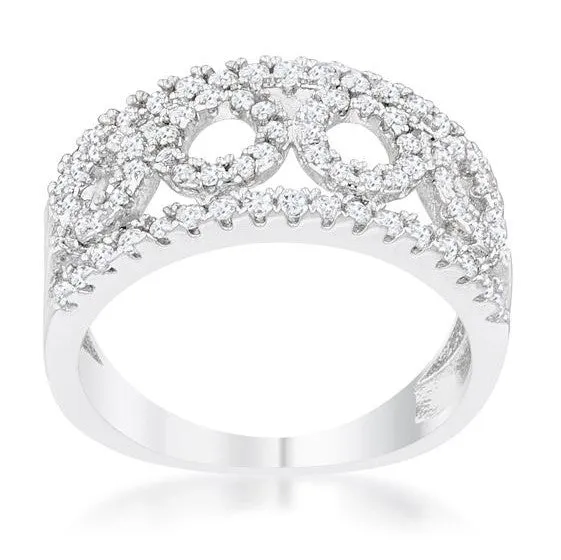 Riana CZ Silver Contemporary Band Ring | 0.5ct