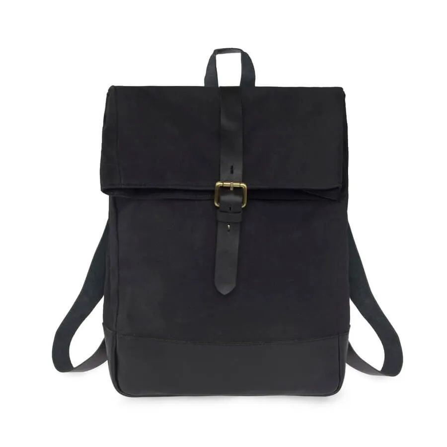 Roll-top Canvas and Leather Backpack