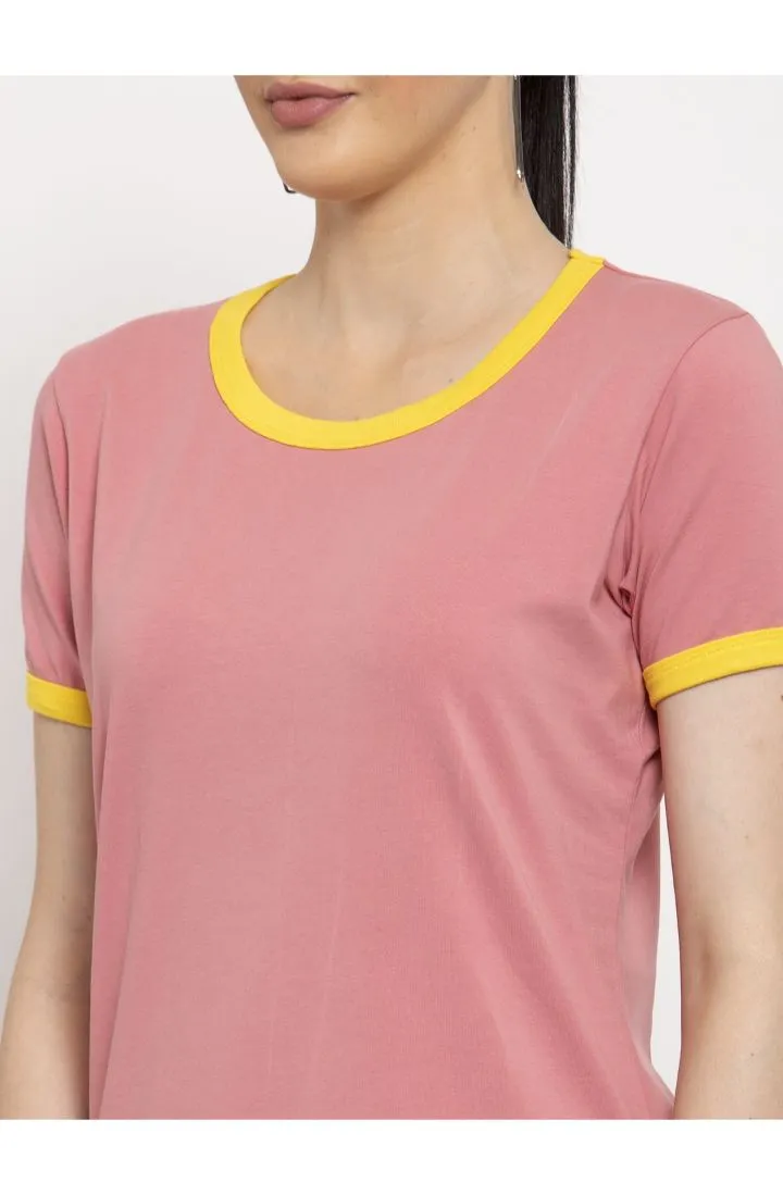 Round Neck Long Tees - Hot Coral