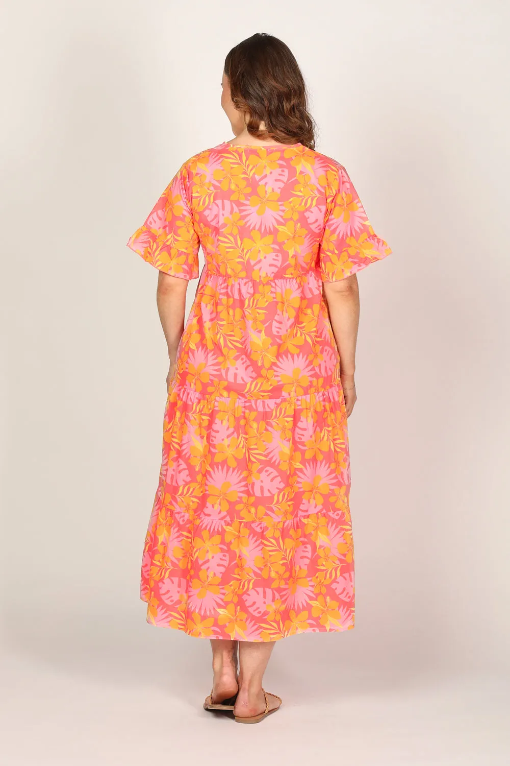 Sabrina Maxi Dress in Peach Jungle