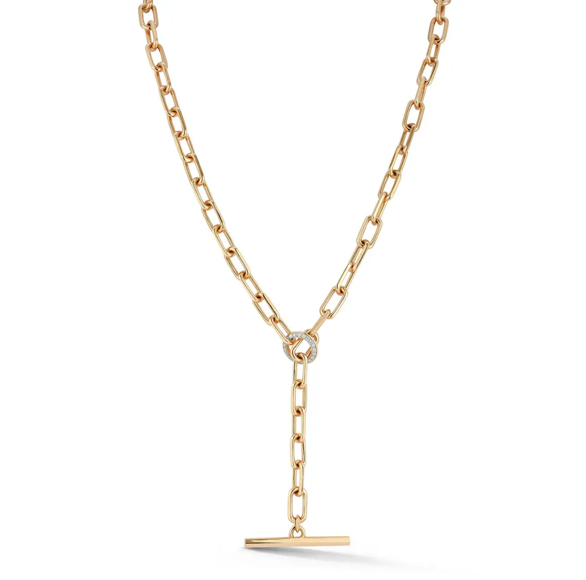 Saxon Gold & Diamond Chain Link Necklace with Toggle Closure