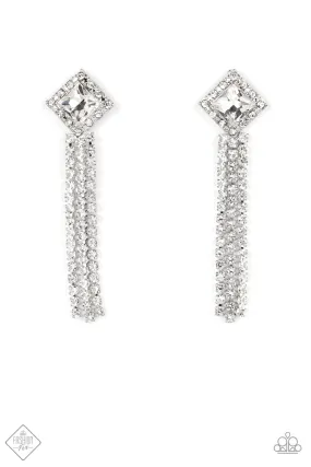 Seasonal Sparkle - White Post Earrings - Paparazzi Accessories