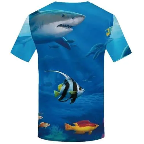 Shark T shirts Men Fish Shirt Print Animal T-shirts 3d Ocean Tshirt Printed Blue Tshirt Anime Short Sleeve Hip hop Men women Tee