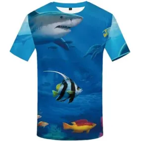 Shark T shirts Men Fish Shirt Print Animal T-shirts 3d Ocean Tshirt Printed Blue Tshirt Anime Short Sleeve Hip hop Men women Tee