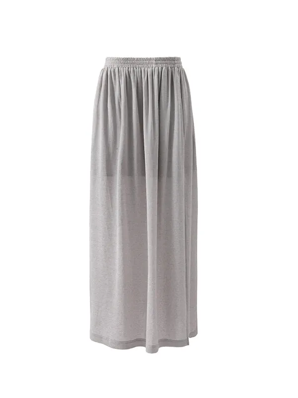 Simple Natural Crew-Neck Plain T-Shirt＆Long-Skirt