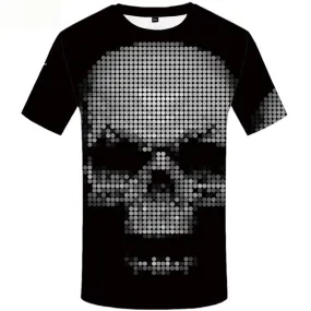 Skull T-shirt Men Black T shirts Funny Punk Rock T-shirts Graphic Short Sleeve