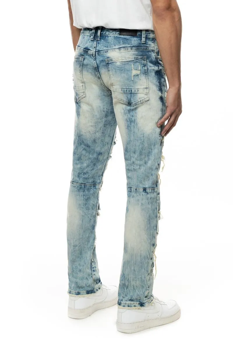 Smoke Rise Men's Double Layered Heavy Rip & Repair Fashion Jean