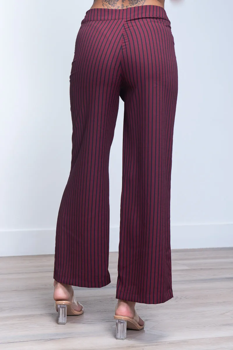 Straight Cut Striped Dressy Pants* (SJ4169)