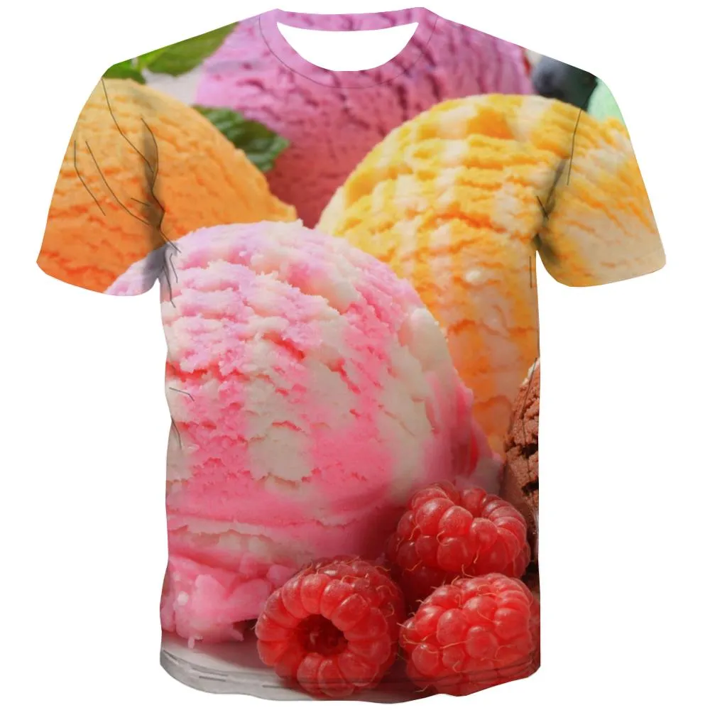 Sweet T-shirt Men Gourmet Tshirts Cool Icecream T-shirts Graphic Colourful Tshirt Anime