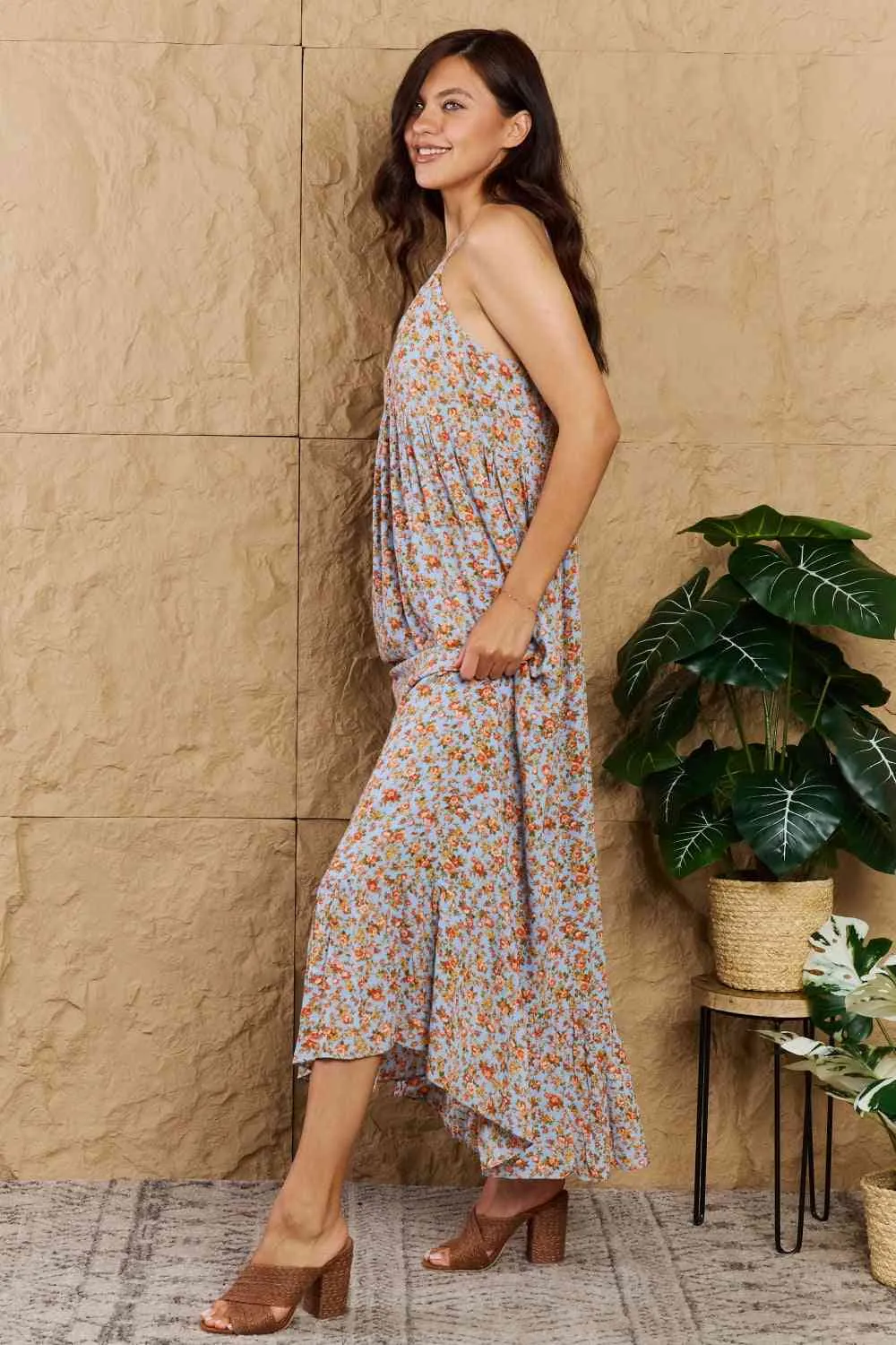 Take Your Chances Full Size Floral Halter Neck Maxi Dress