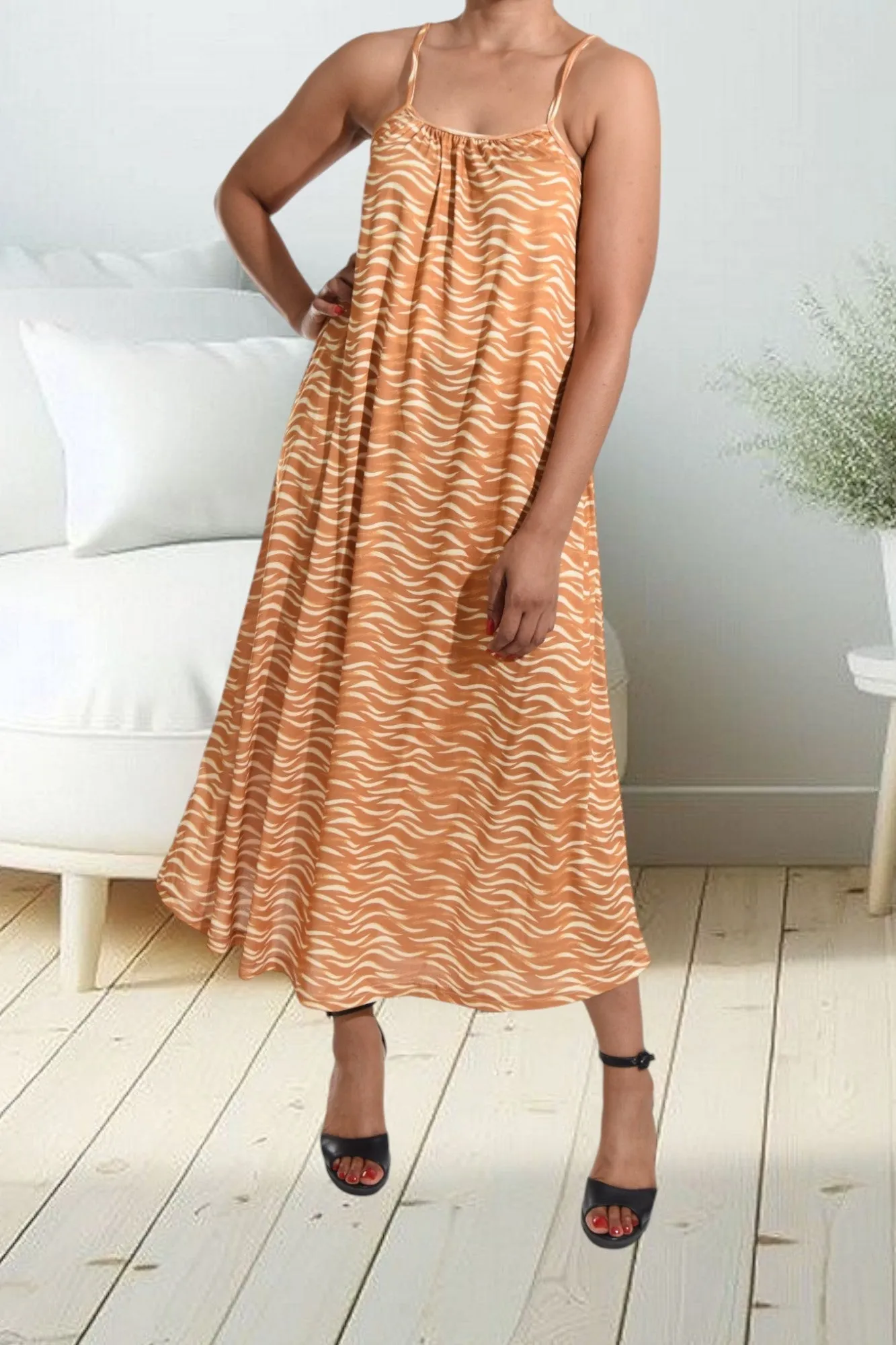 Tan Strappy Maxi Dress