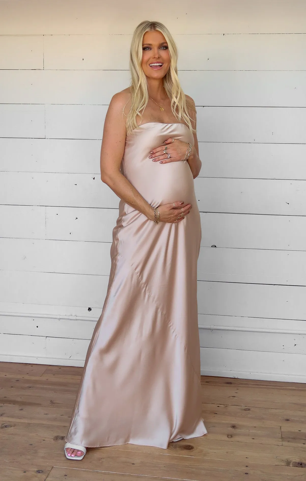 Taylor Tube Maxi Dress ~ Champagne Luxe Satin