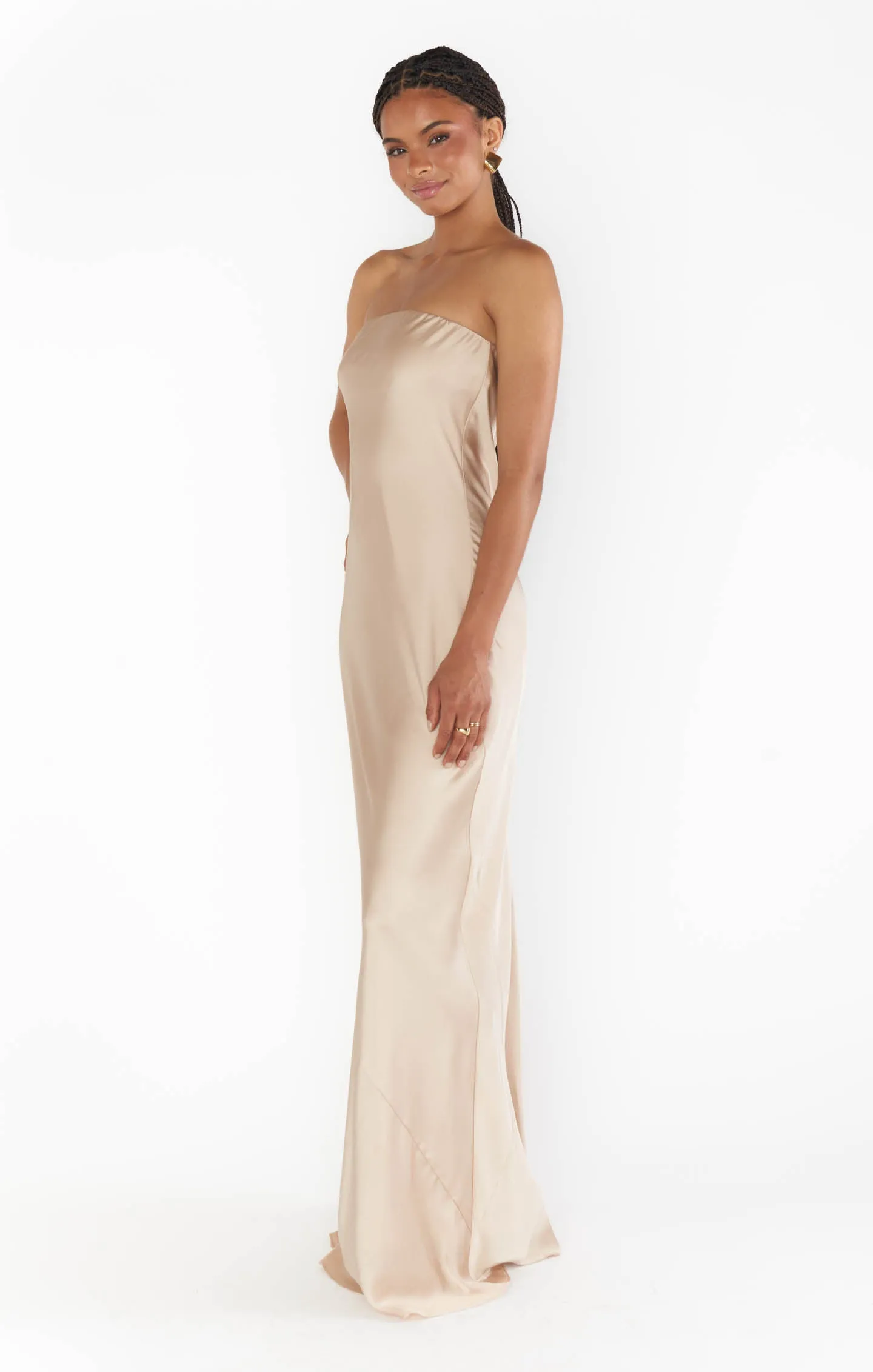 Taylor Tube Maxi Dress ~ Champagne Luxe Satin