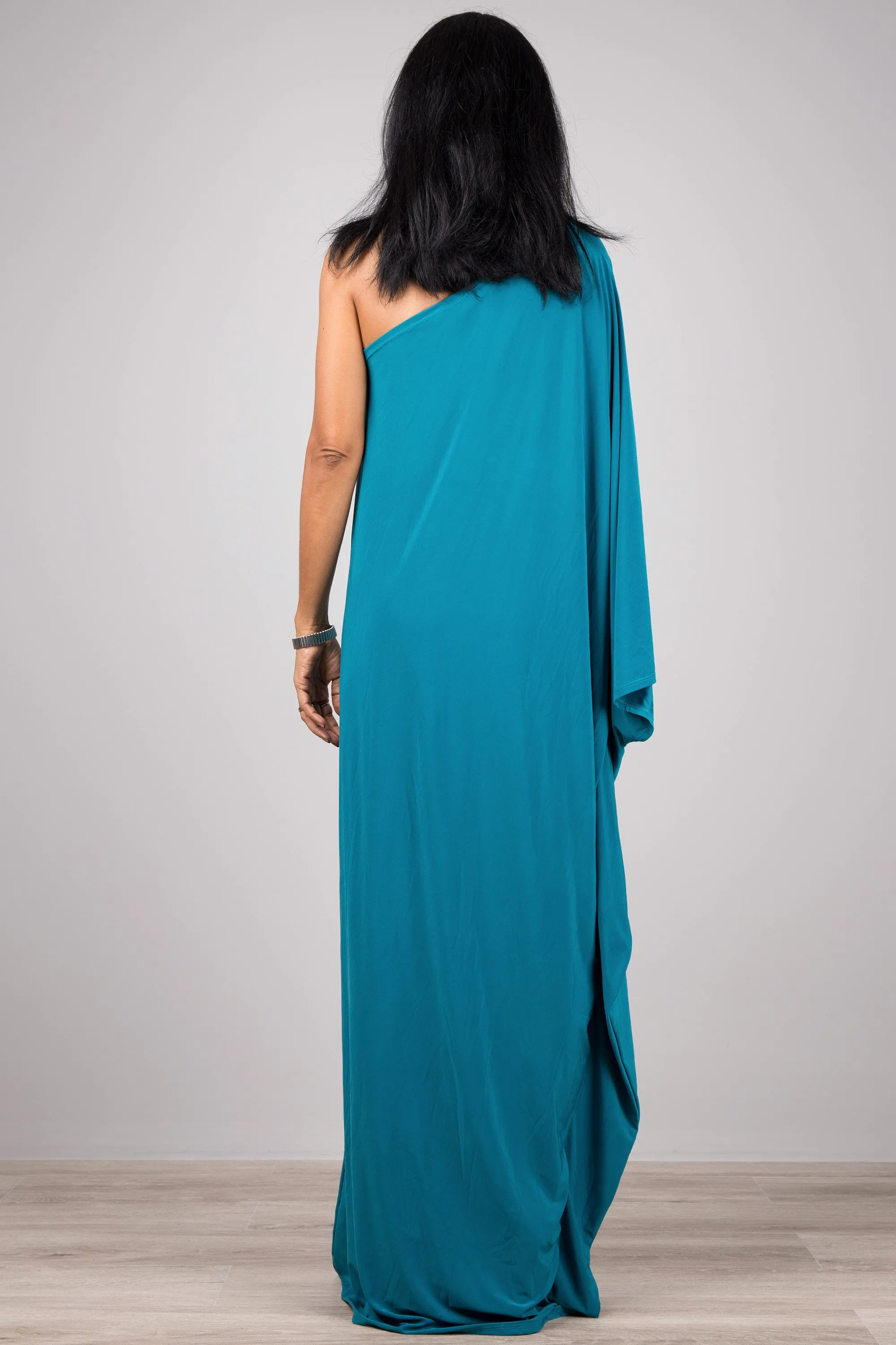 Teal one shoulder dress