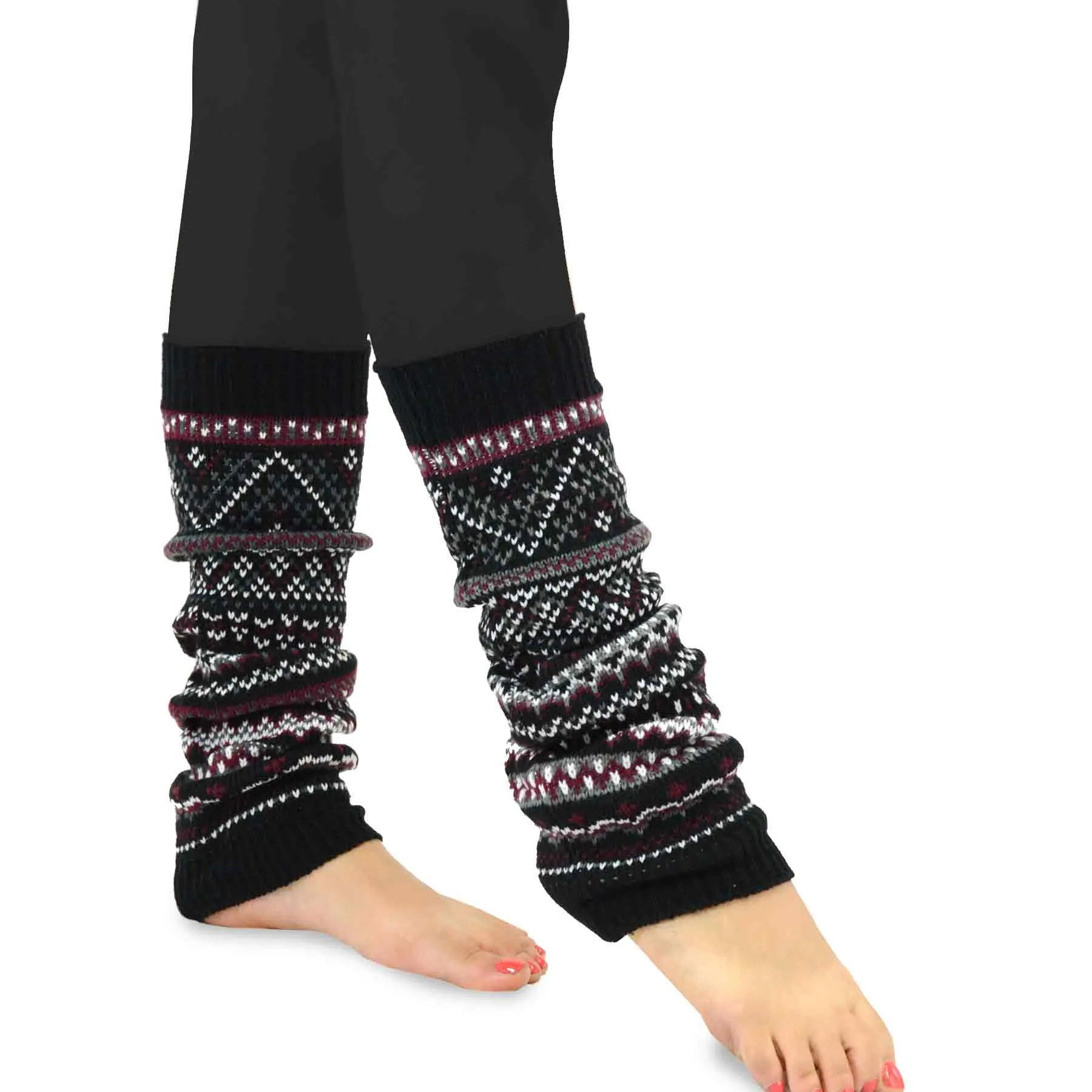 TeeHee Socks Women's Acrylic Leg Warmer Geometric Pattern 3-Pack Gift Box (10758)