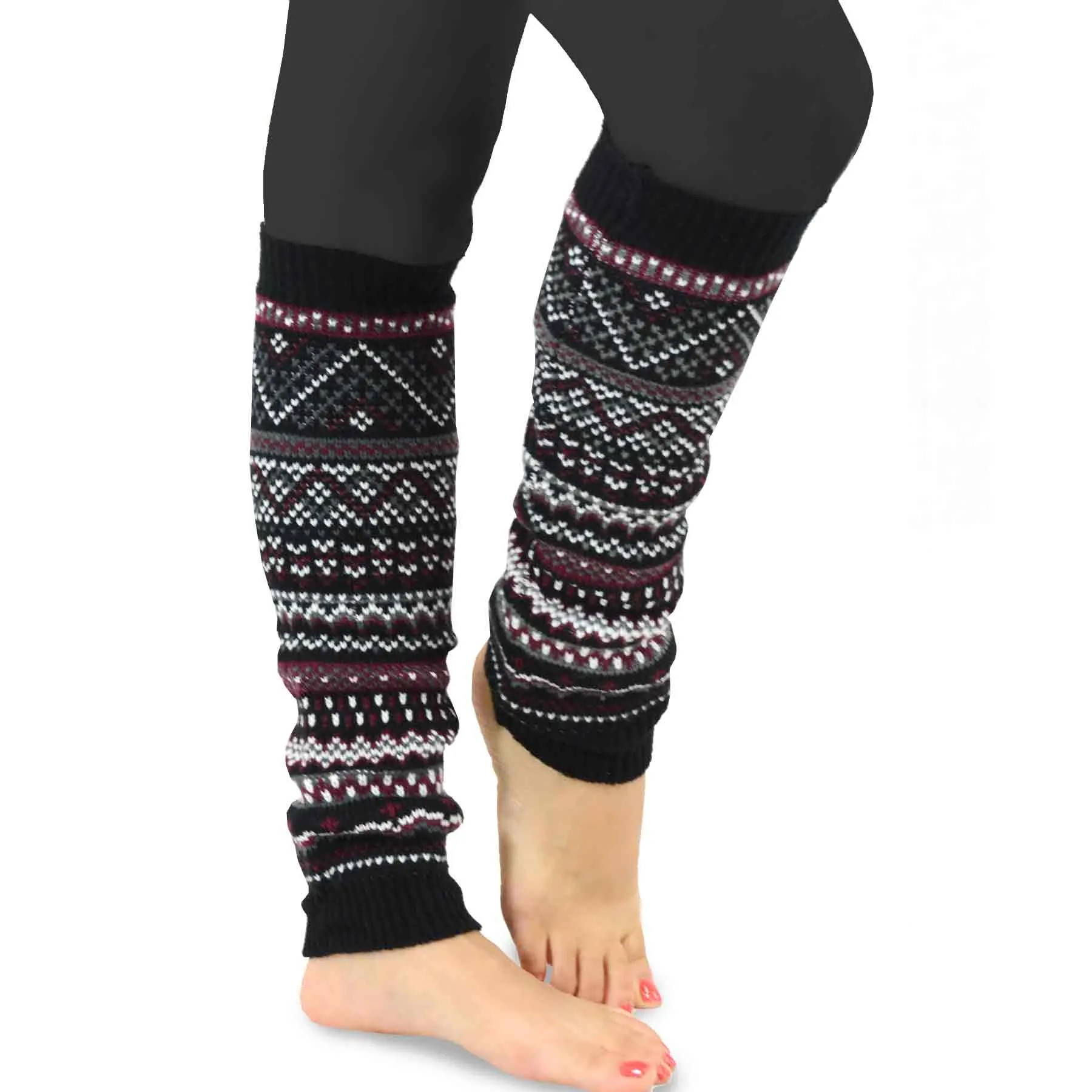 TeeHee Socks Women's Acrylic Leg Warmer Geometric Pattern 3-Pack Gift Box (10758)