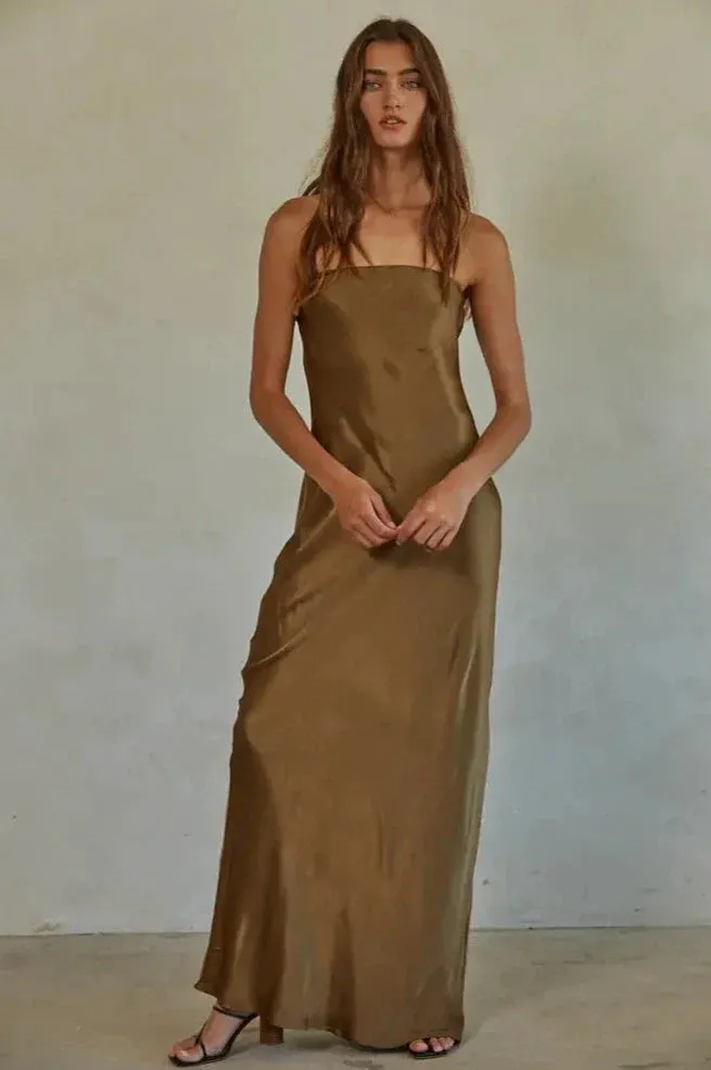 The Genevieve Column Dress - Bronze