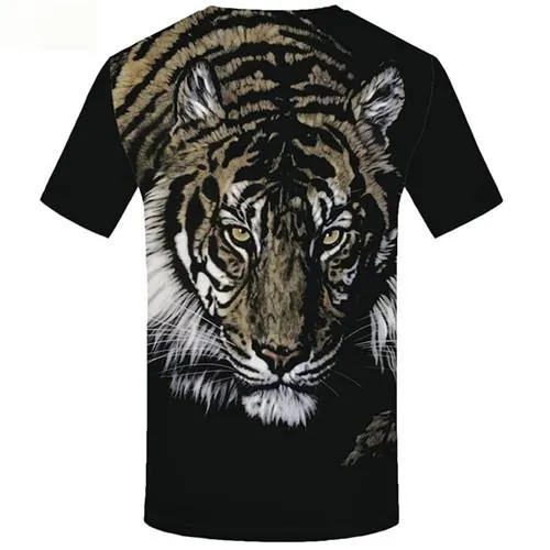 Tiger T-shirt Men Gothic Tshirt Anime Black T-shirts 3d Animal Tshirts Casual King T shirts Funny Short Sleeve T shirts