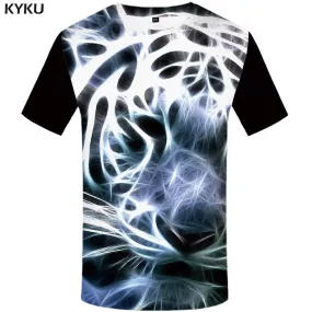 Tiger T-shirts Men White Tshirt Anime Animal T-shirt 3d Art T shirts Funny Abstract Tshirts Print Mens Clothing Short Sleeve