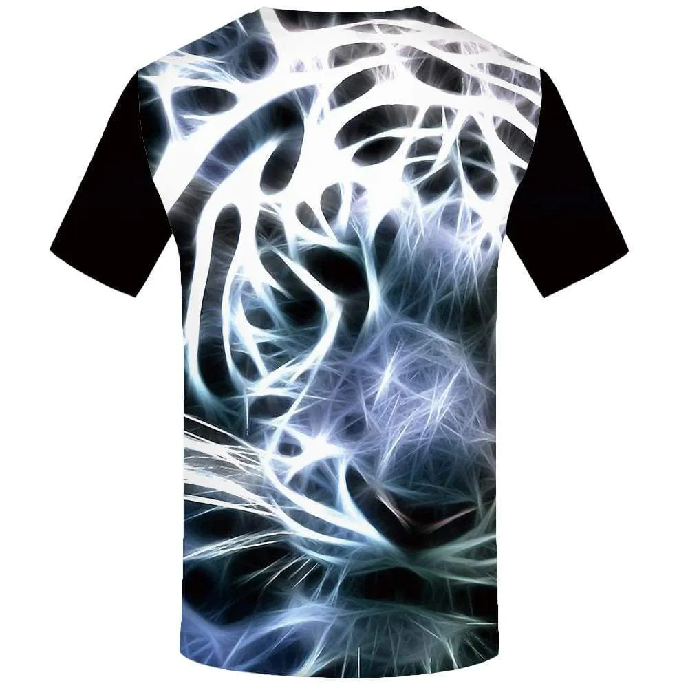 Tiger T-shirts Men White Tshirt Anime Animal T-shirt 3d Art T shirts Funny Abstract Tshirts Print Mens Clothing Short Sleeve