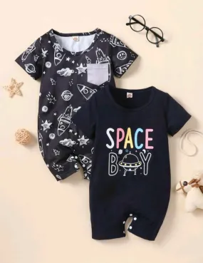 Twin Pack Romper Set, Space Boy #2001