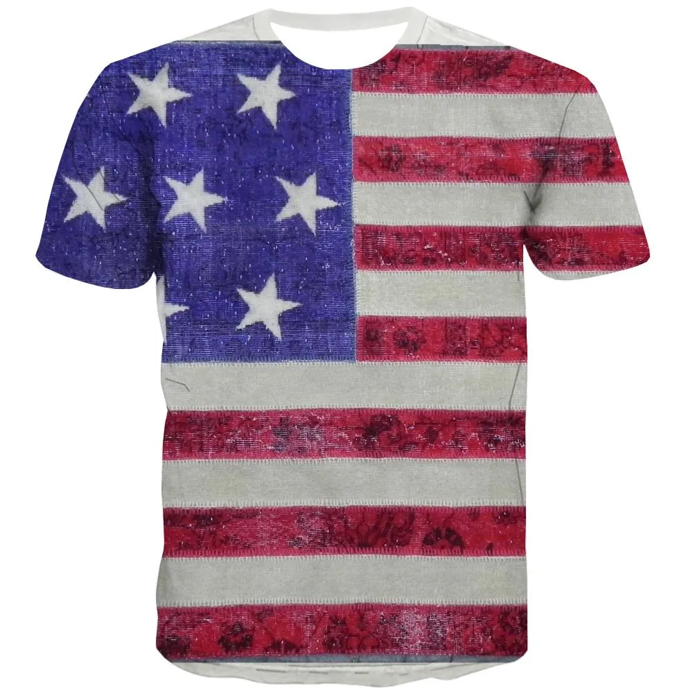 USA T-shirt Men Flag T shirts Funny Statue Tshirt Anime Country Tshirts Cool