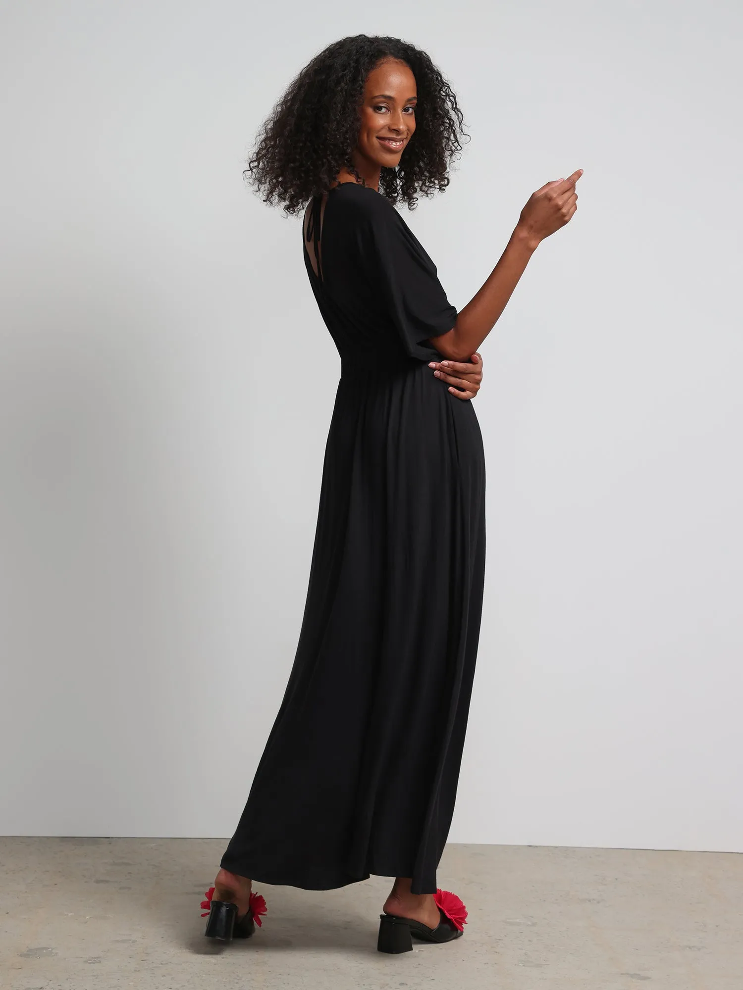 V-Neck Front Slit Maxi Dress