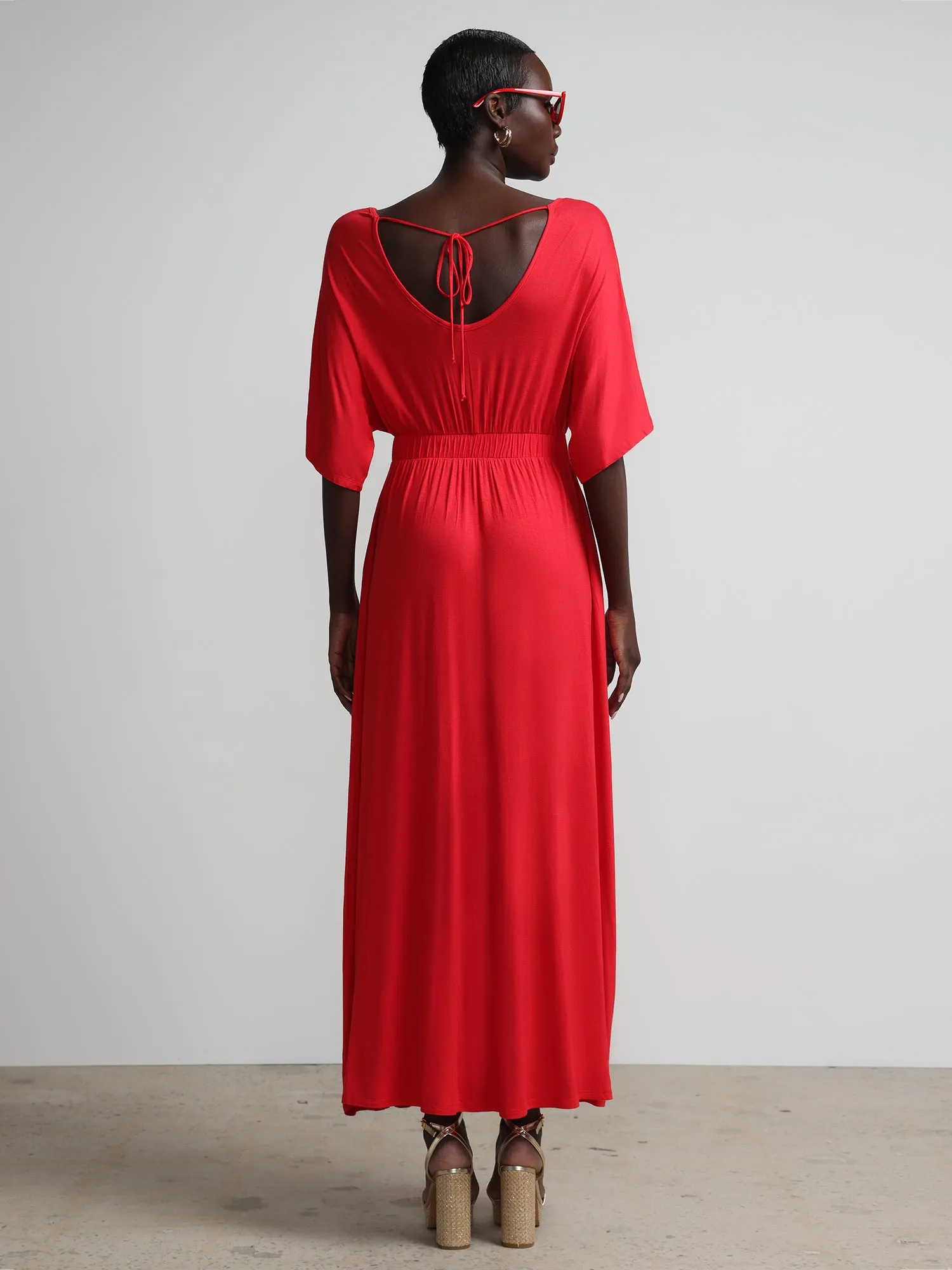 V-Neck Front Slit Maxi Dress