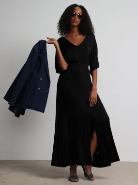 V-Neck Front Slit Maxi Dress