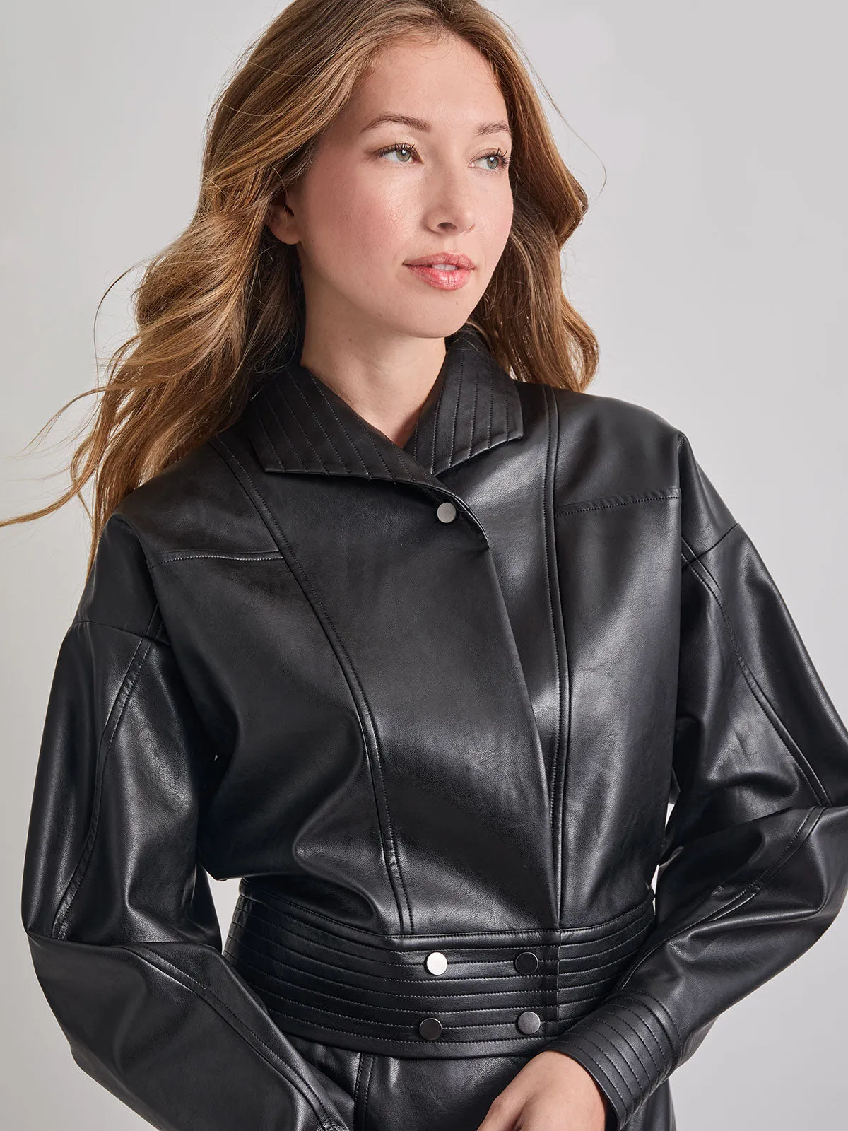 Vegan Leather Cropped Moto Jacket