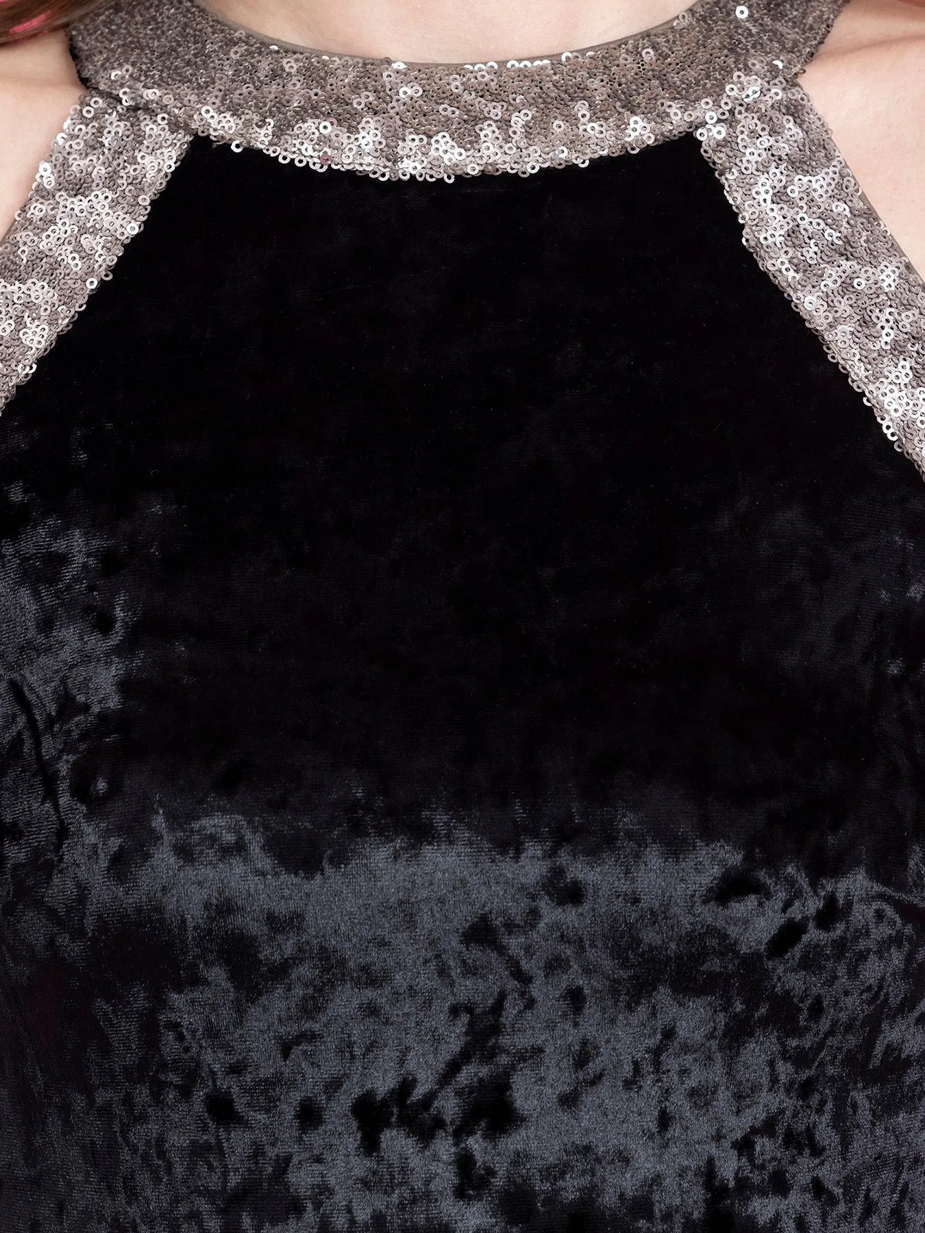 Velvet Maxi A-Line Dress - Black