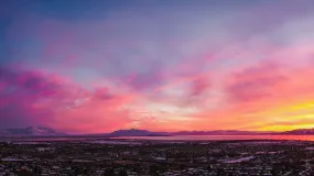 Vibrant Winter Sunset - Utah Lake