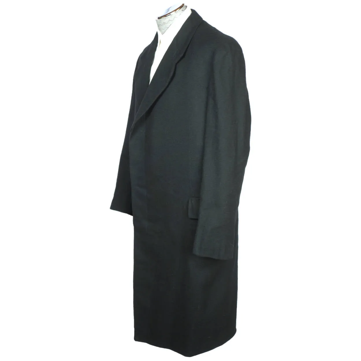 Vintage 1930s Wool Overcoat Black Coat Swiss Tailor Hansjakob Bern Switzerland