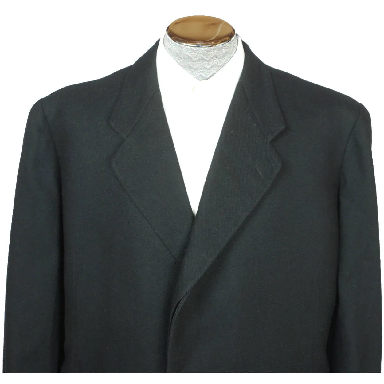 Vintage 1930s Wool Overcoat Black Coat Swiss Tailor Hansjakob Bern Switzerland