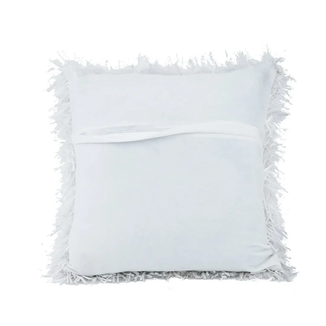 White Ribbon Shaggy Throw Pillow