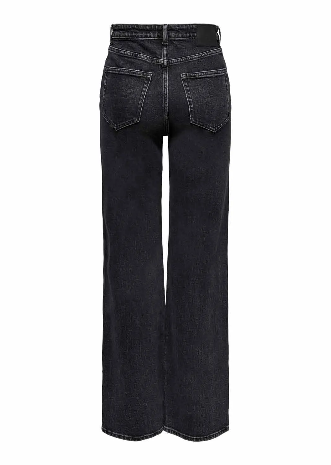 Wide Leg Jeans in Washed Black