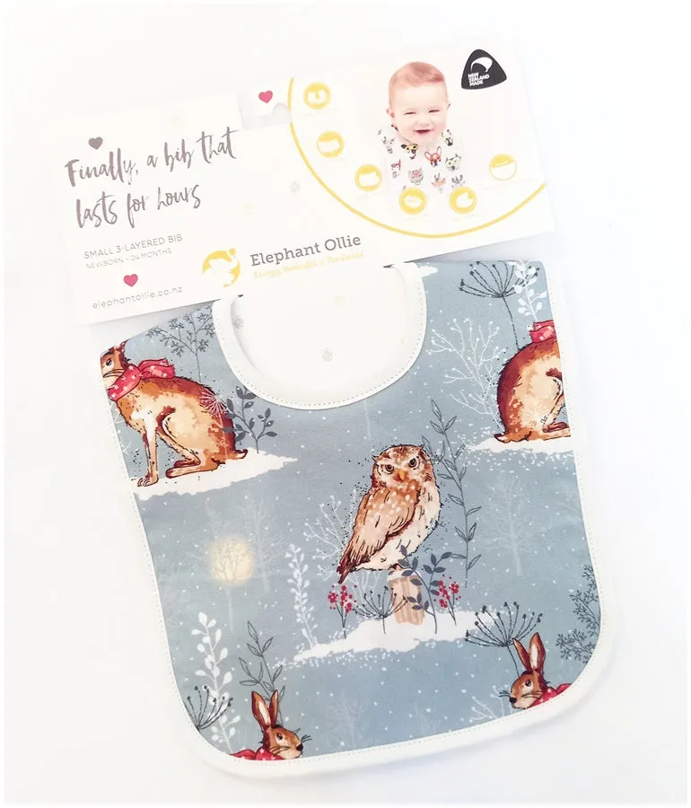 Winter Moon Owl & Hare Bib