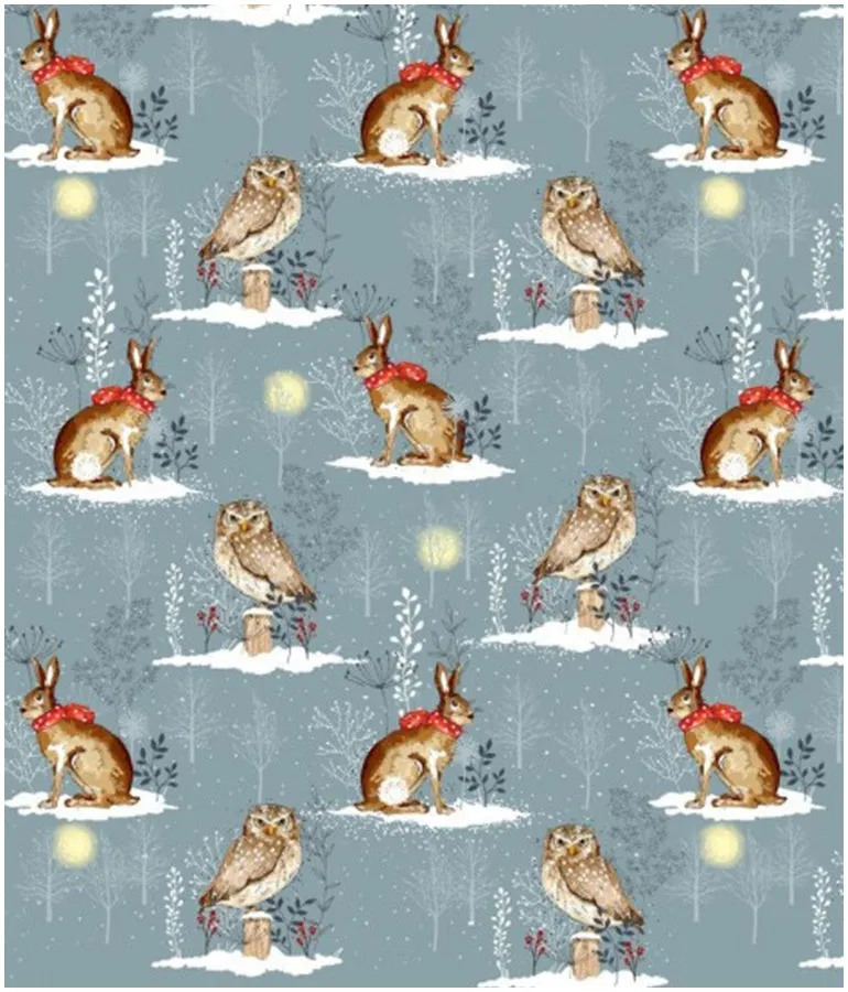 Winter Moon Owl & Hare Bib