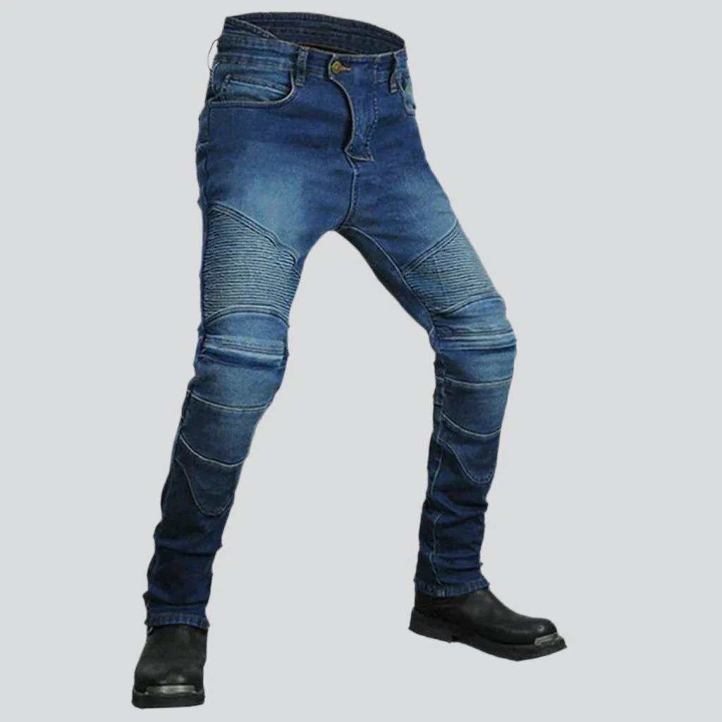 Winter warm men's biker jeans