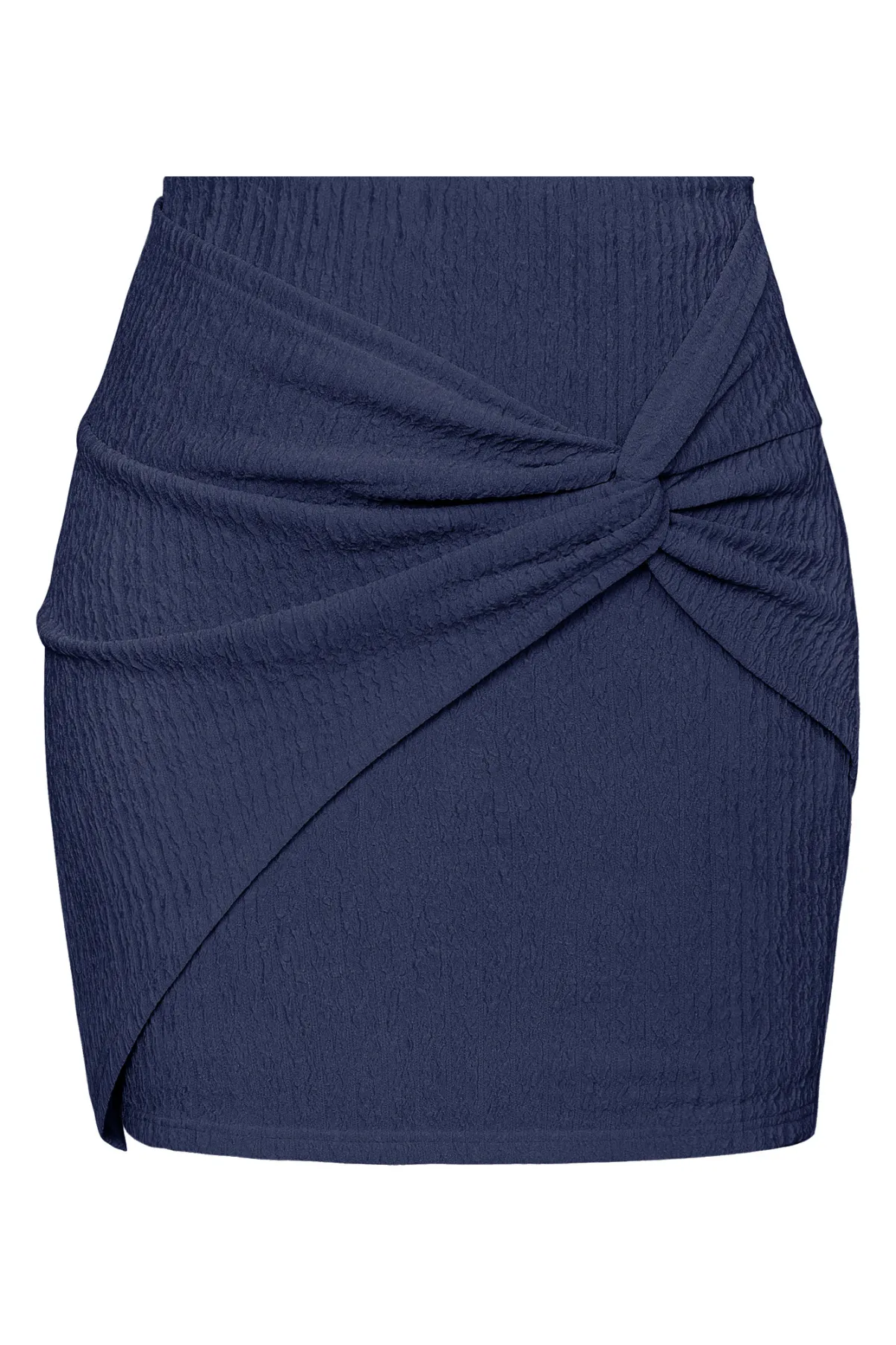 Women Knotted Front Skirt Elastic Waist Mid-Thigh Length Bodycon Skirt