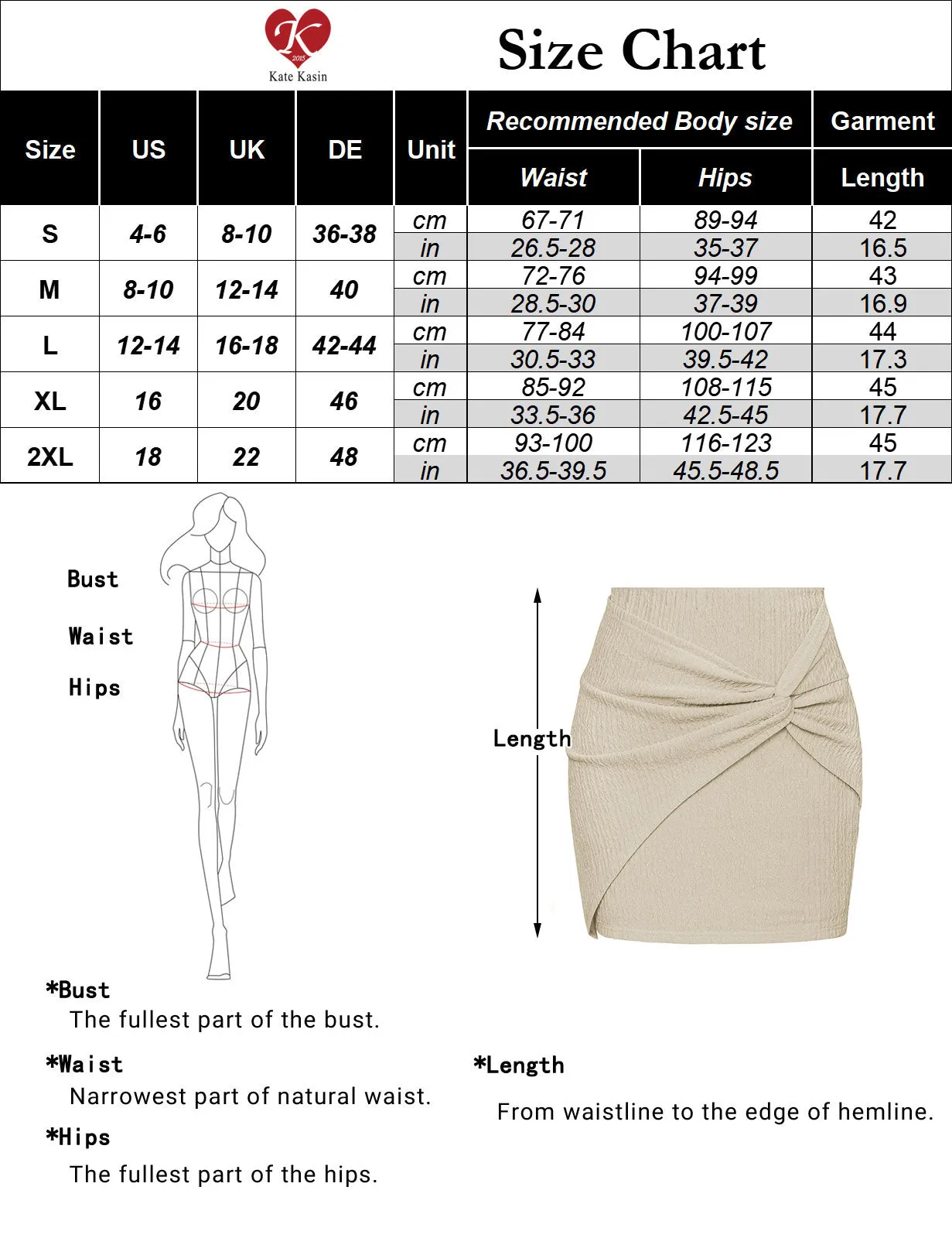 Women Knotted Front Skirt Elastic Waist Mid-Thigh Length Bodycon Skirt