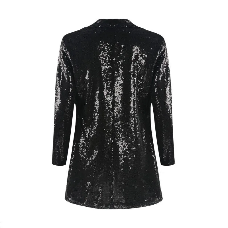 Women prom sequin fashion slim fit long sleeve top coats