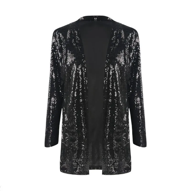 Women prom sequin fashion slim fit long sleeve top coats