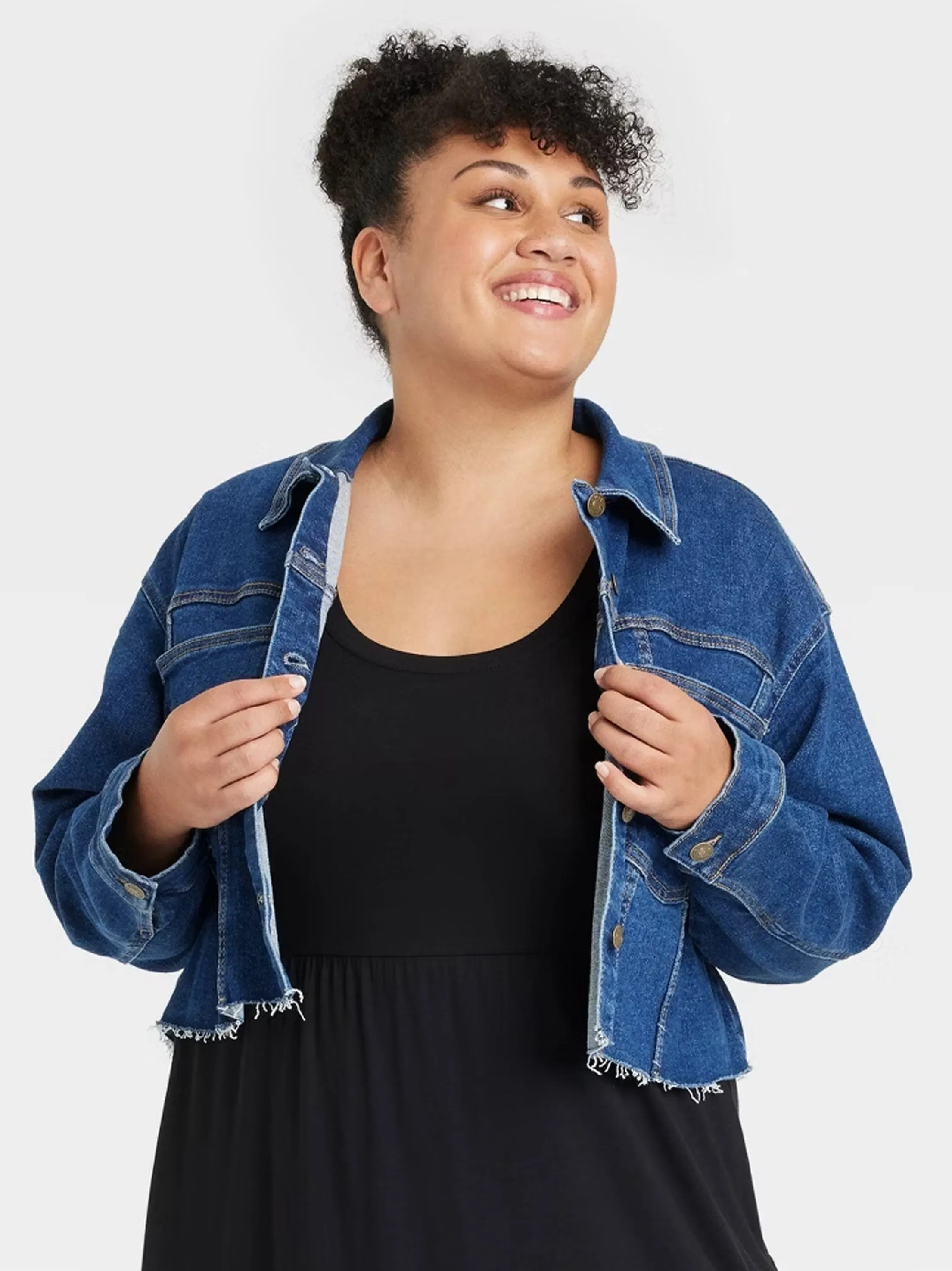 Women's Cropped Denim Jacket,Blue