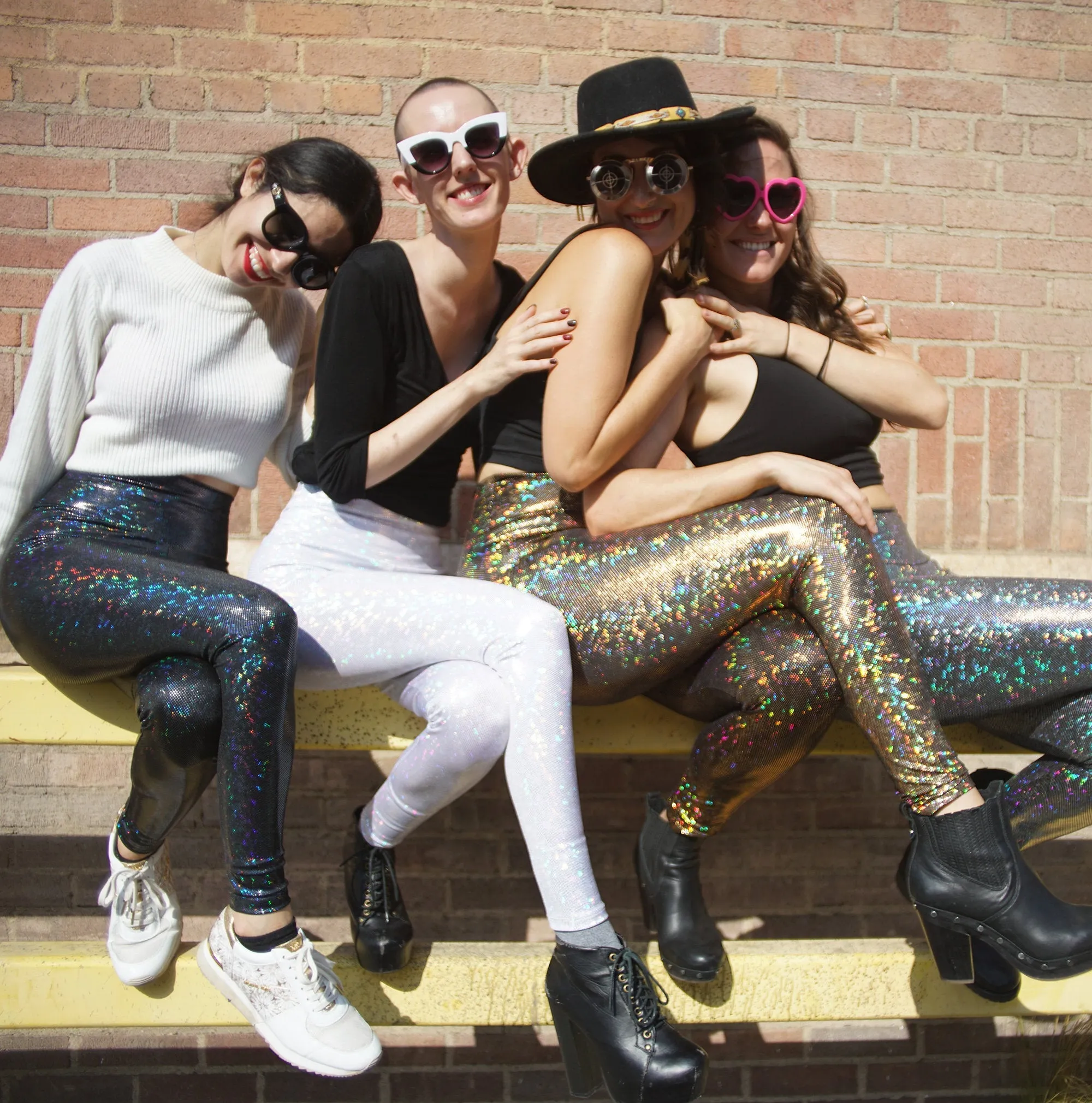 Women's Disco Silver Holographic Leggings - Dimensional Disco - Disco Ball