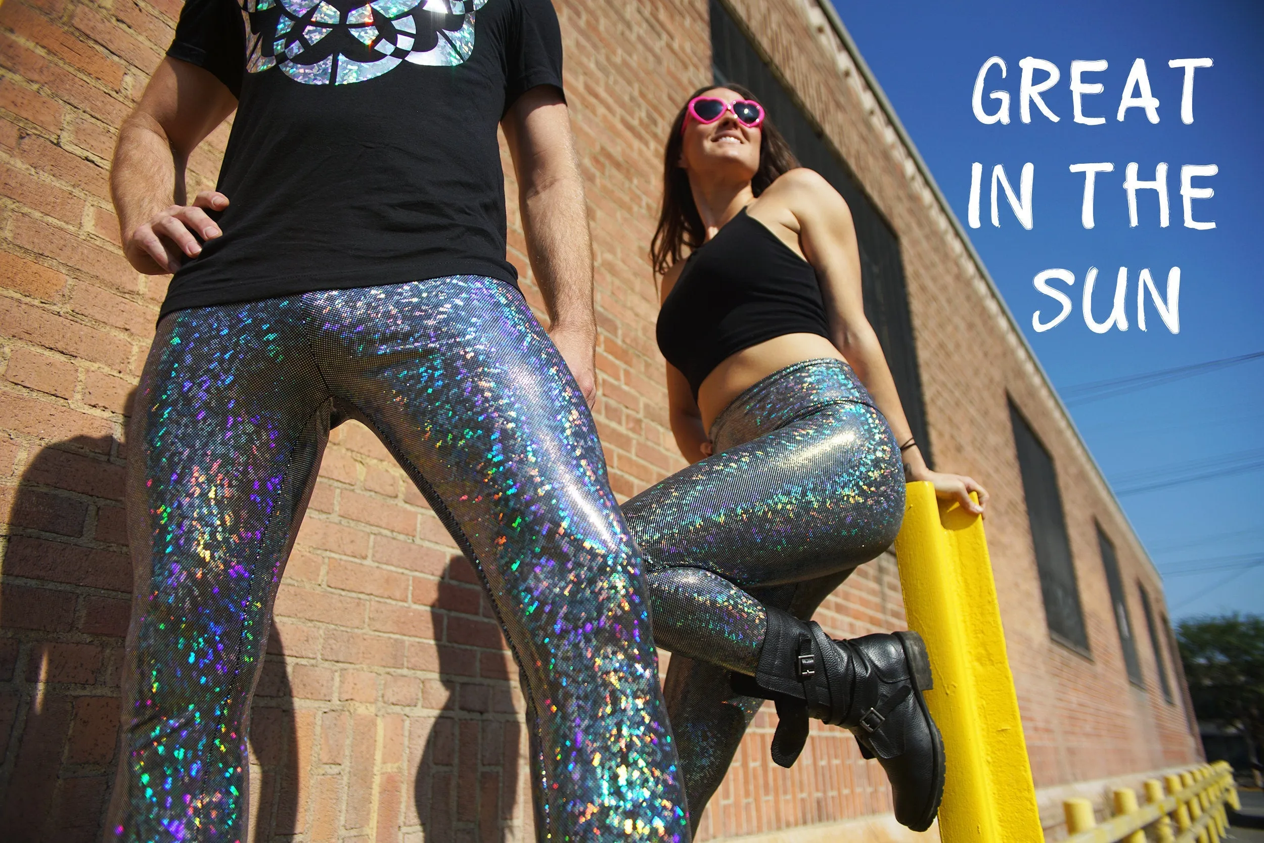 Women's Disco Silver Holographic Leggings - Dimensional Disco - Disco Ball