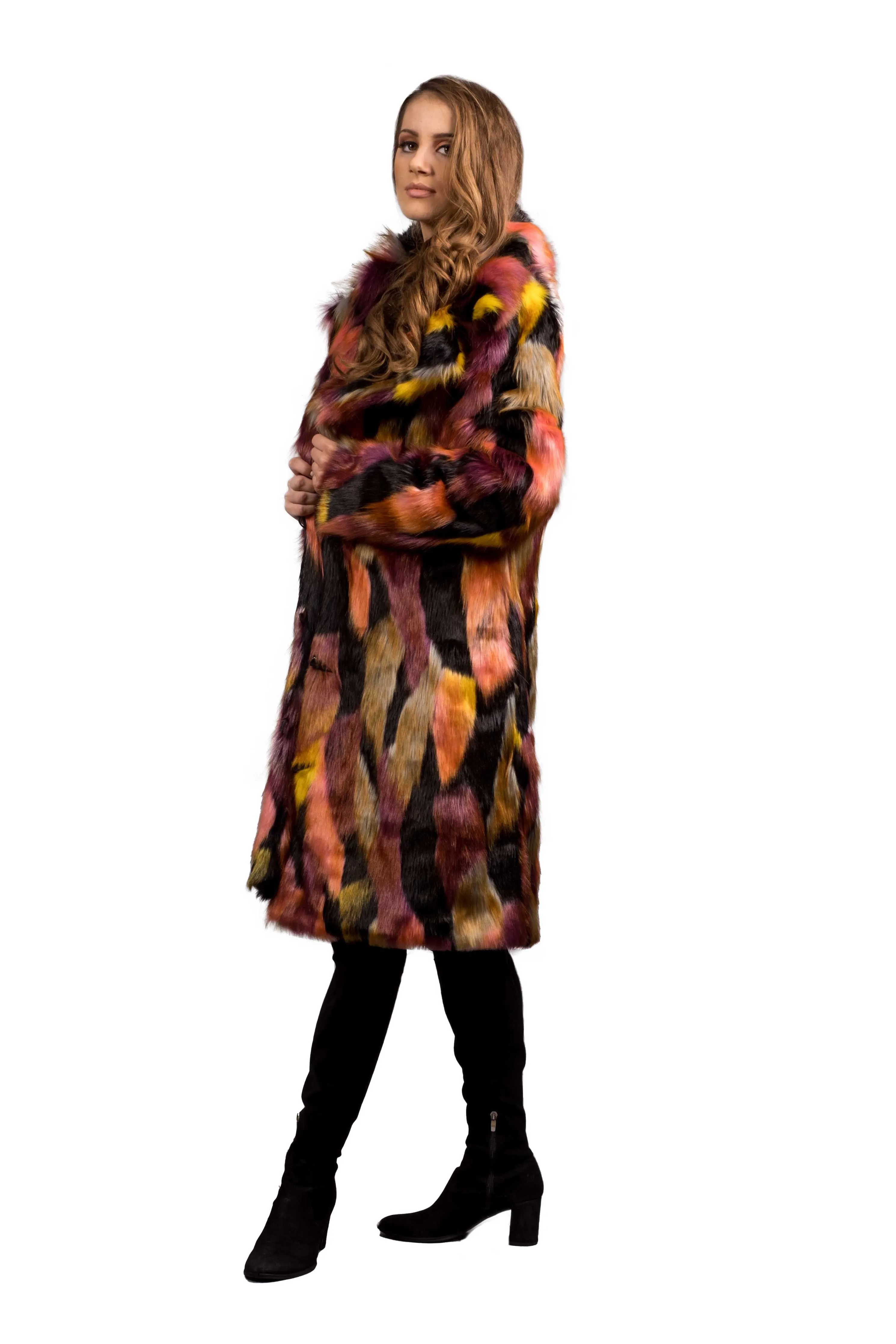 Women's Long Duchess Coat in "Dark Acid"