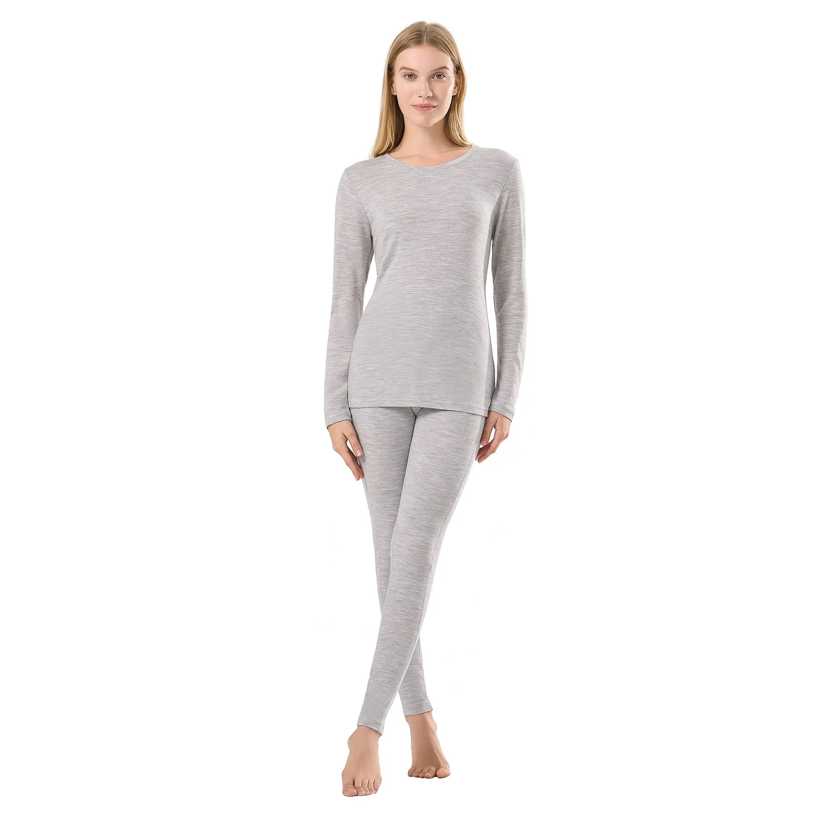 Women's Merino 250g Thermal Base Layer Set White Heather