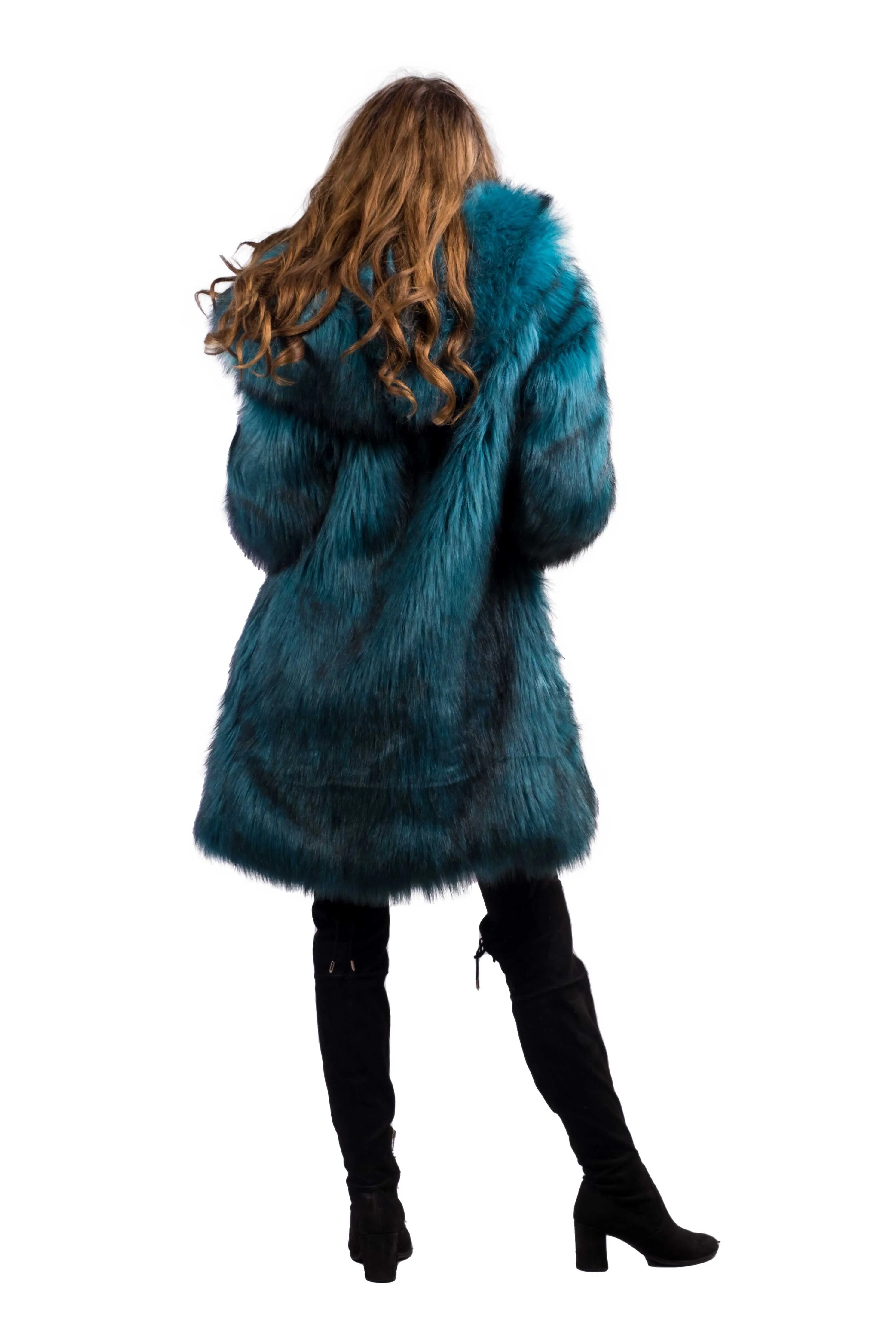 Women's Short Playa Coat in "Teal Ostrich"